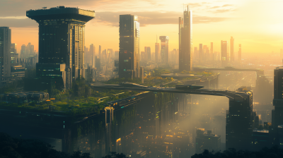 Futuristic Cityscape at Dusk