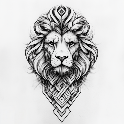 Celtic Lion Head Tattoo Sketch