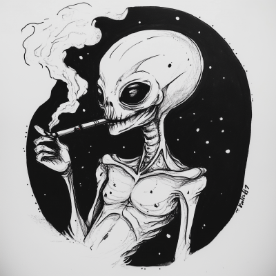 Old School Alien Tattoo Sketch