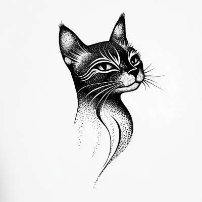 Minimalistic Cat Tattoo Design