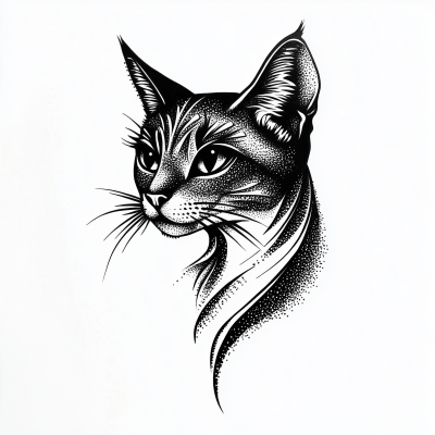 Minimalist Cat Tattoo Sketch