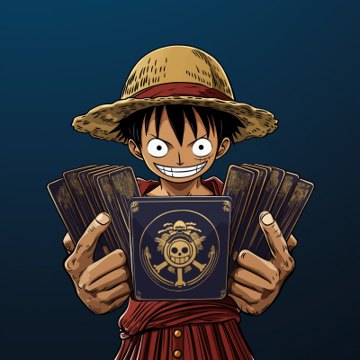 Luffy Holding Trading Cards