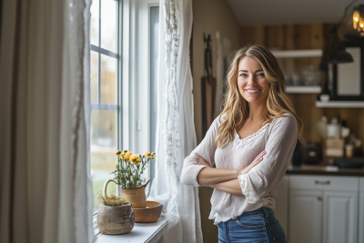 Trendy Michigan Woman Showcasing Home Interior