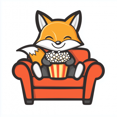 Fox on Couch with Popcorn