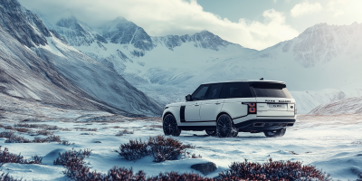 Modern Range Rover in Mountains