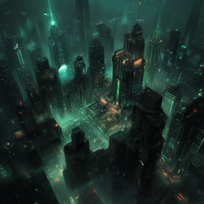 Digital Landscape in Shadowrun Art Style