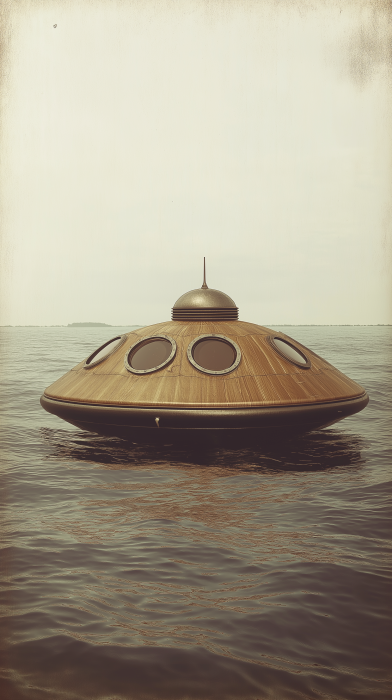 Vintage UFO Over Ocean