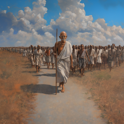 Mahatma Gandhi Leading the Dandi March