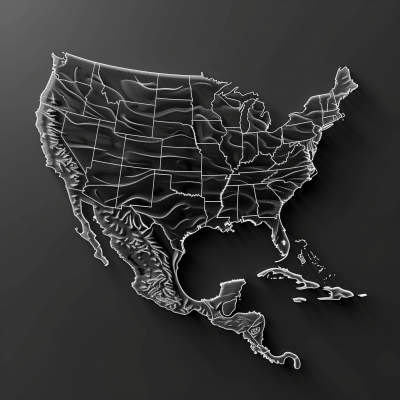 Map of United States and Mexico