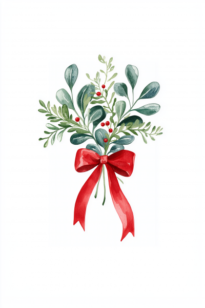 Whimsical Mistletoe Illustration