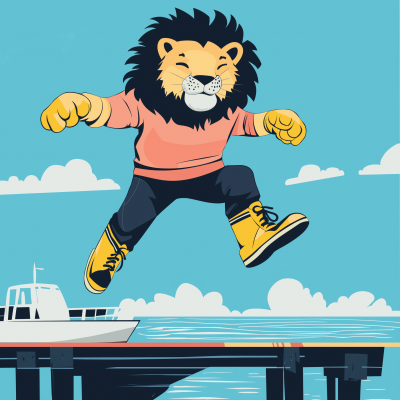 Jumping Lion Illustration