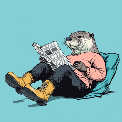 Otter Reading Newspaper