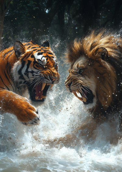 Tiger and Lion Clash