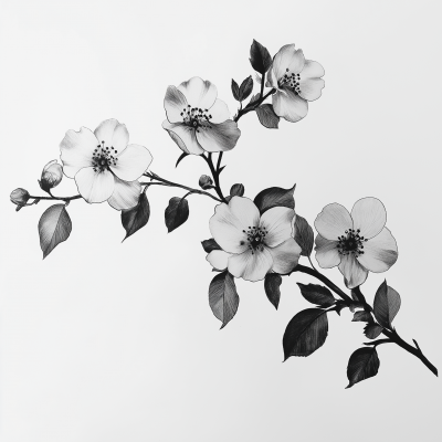 Realistic Flowers from Branch