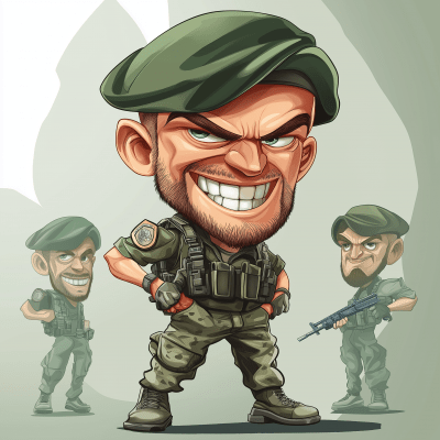 Funny American Soldier Character