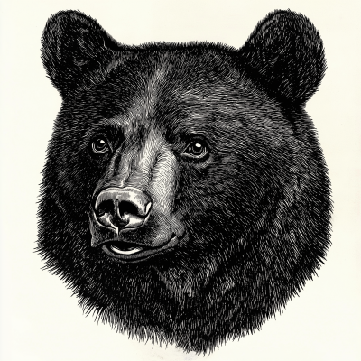 Vintage Black Bear Face Engraving