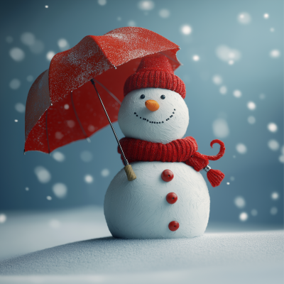 Snowman with Umbrella