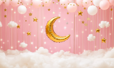 Moon and Star Balloon Decor Scene