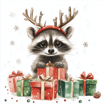 Cute Raccoon with Antlers