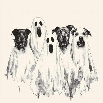 Retro Halloween Ghost Dogs