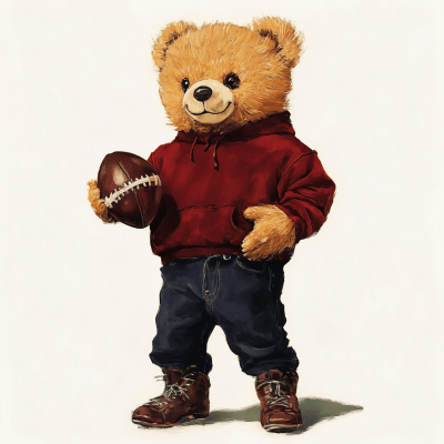 Vintage Teddy Bear with Football