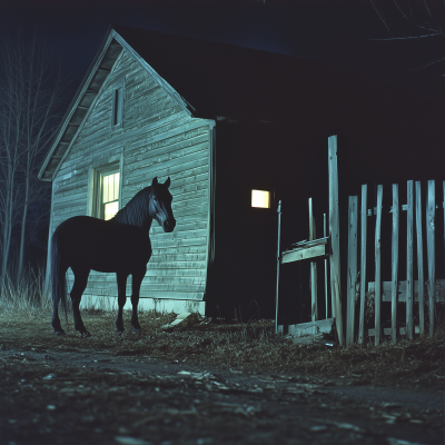 Nighttime Horse in House