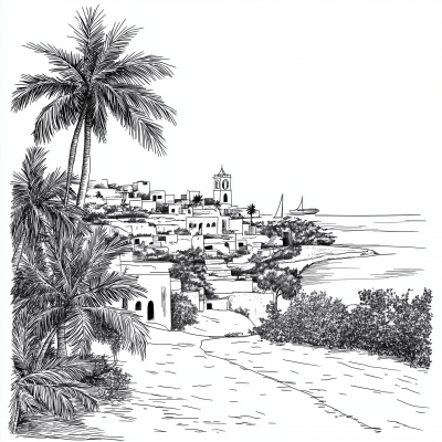 Lamu Island Line Art