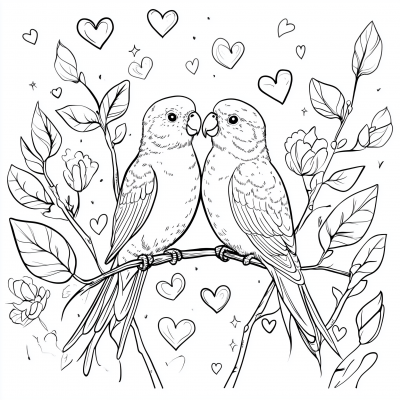 Lovebirds on a Branch