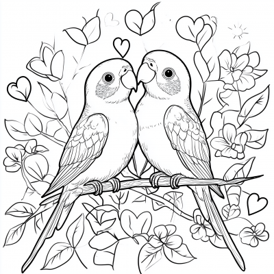 Lovebirds on a Branch