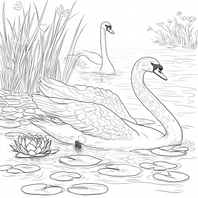 Swans on a Lake