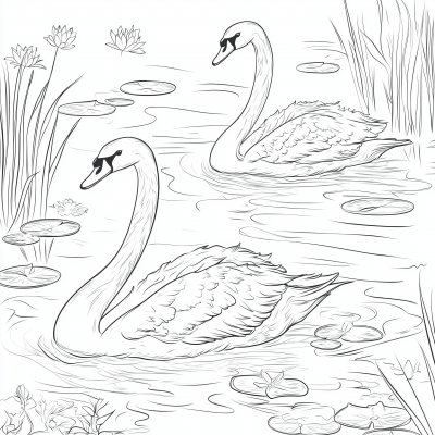 Swans on a Lake