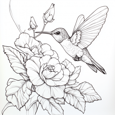 Begonia and Hummingbird