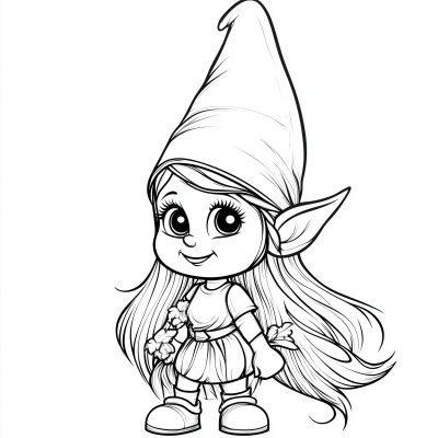 Cartoon Female Gnome Coloring Page