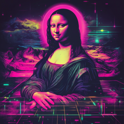 Mona Lisa Neon 80s Graphic Art