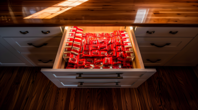 Kitchen Drawer Filled with Ketchup Packets