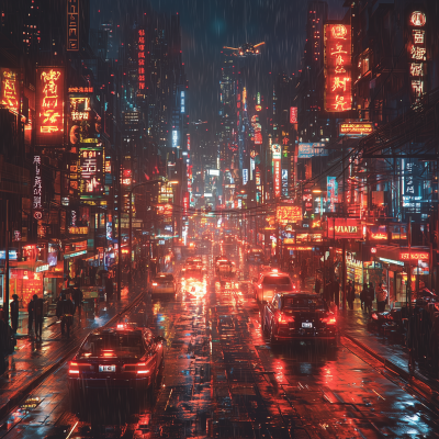 Futuristic Cyberpunk City at Night