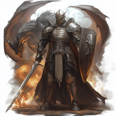 Armored Paladin with Dragon