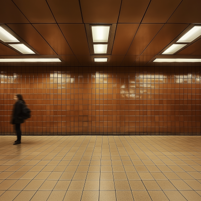 Brown Ceramic Tiled Wall