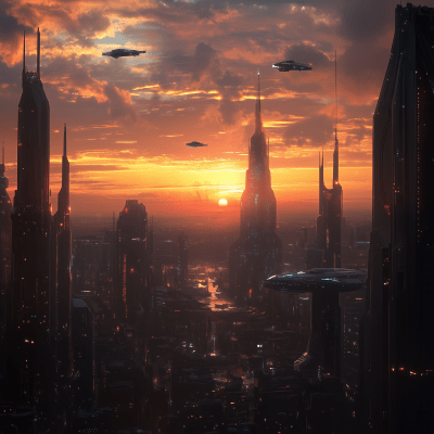 Futuristic City at Sunset