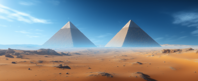 Desert Pyramids Under Clear Blue Sky