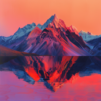 Glowing Mountain Range at Sunset