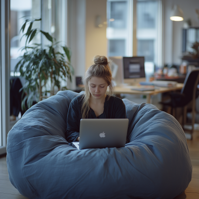 Woman Working in a Modern Workspace