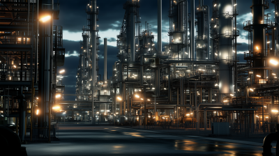 Night Scene of Oil Refinery