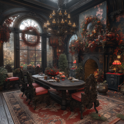 Victorian Gothic Living Room with Halloween Decor