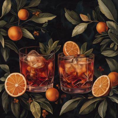 Negroni Cocktail Illustration