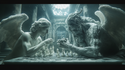 Chess Match Between Angel and Demon