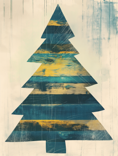 Wooden Christmas Tree Graphic Poster