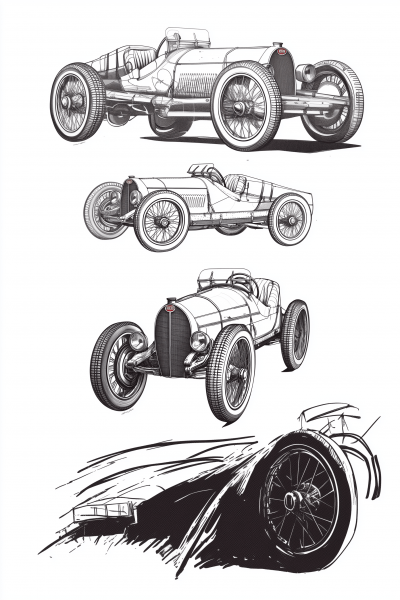 Multiple Perspective Views of Bugatti Type 35T Front Grill