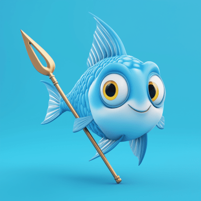 Cartoon Fish with Trident