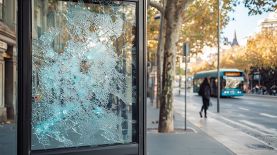 Broken Glass on Bus Shelter